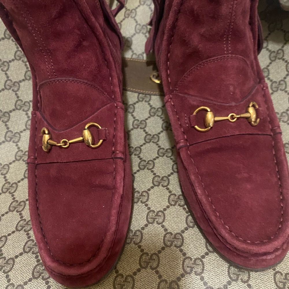 Gucci Vintage Suede Horse Bit Tackle Booties Made In Italy Size 6